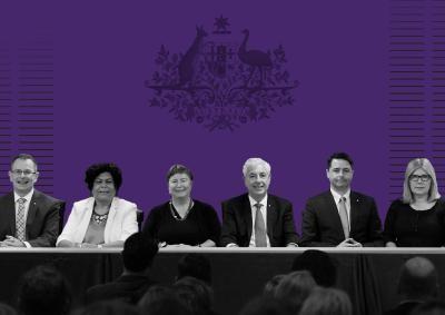 Royal Commission into Violence, Abuse, Neglect and Exploitation of People with Disability commissioners sitting together